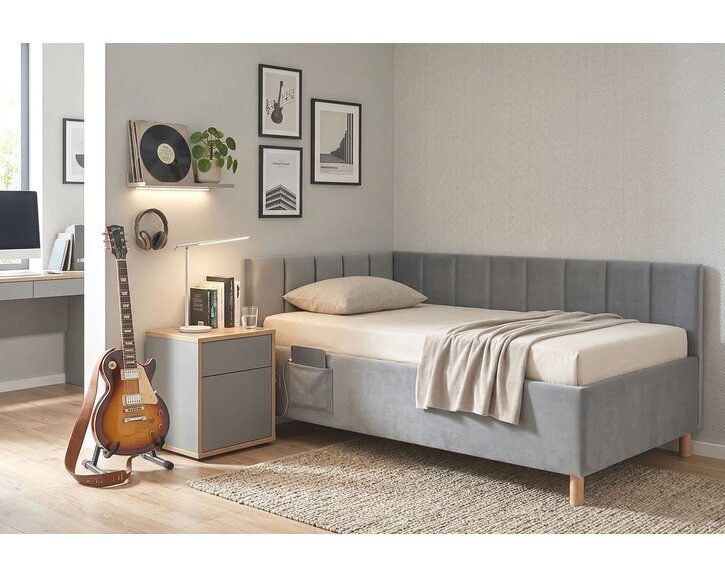 Multifunkčná rohová posteľ DOCK s roštom a USB nabíjačkou