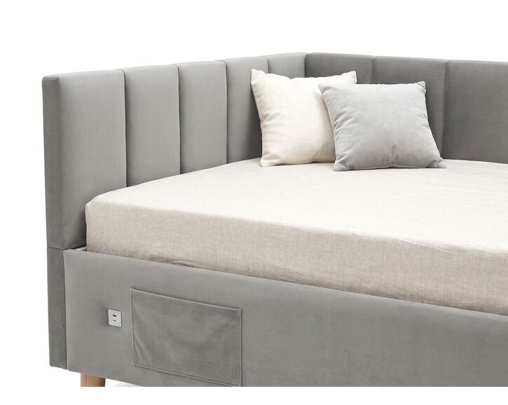 Multifunkčná rohová posteľ DOCK s roštom a USB nabíjačkou