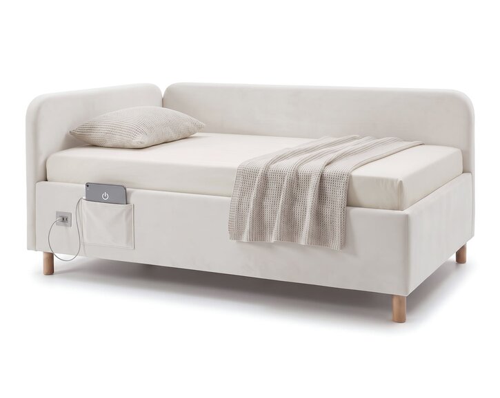 Multifunkčná rohová posteľ NEXUS s roštom a USB nabíjačkou, 140x200cm