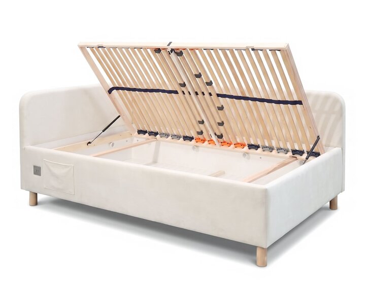 Multifunkčná rohová posteľ NEXUS s roštom a USB nabíjačkou, 140x200cm