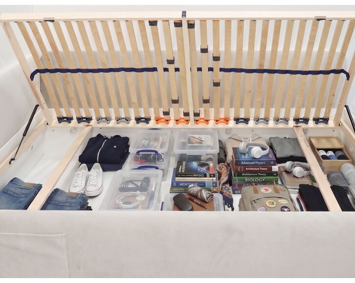 Multifunkčná rohová posteľ NEXUS s roštom a USB nabíjačkou, 140x200cm