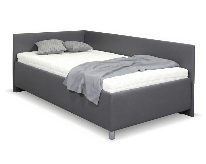Vyvýšená čalúnená posteľ s úložným priestorom Ryana, 90x200, tmavo šedá Vyvýšená čalúnená posteľ s úložným priestorom Ryana, 90x200, tmavo šedá