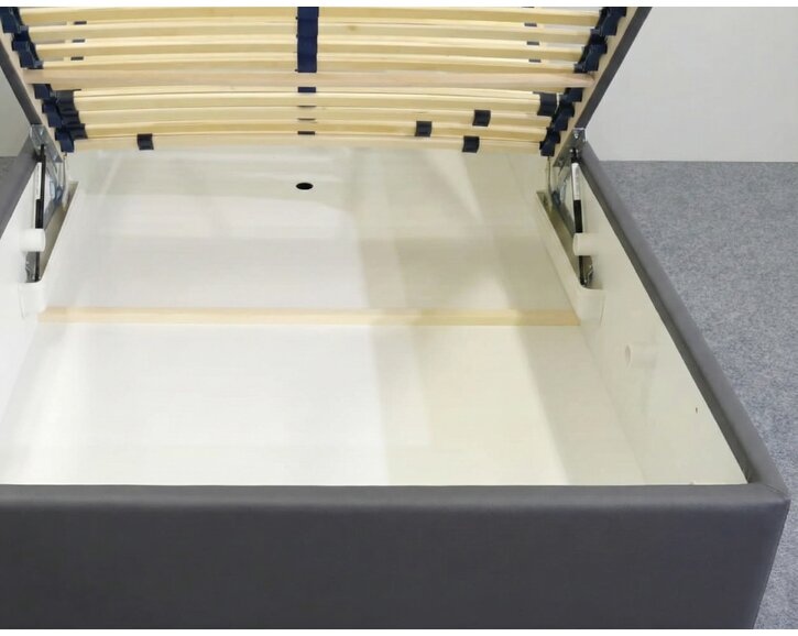 Vyvýšená čalúnená posteľ s úložným priestorom Ryana, 90x200, tmavo šedá Vyvýšená čalúnená posteľ s úložným priestorom Ryana, 90x200, tmavo šedá