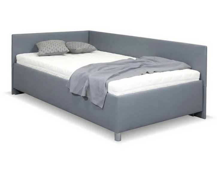 Vyvýšená čalúnená posteľ s úložným priestorom Ryana, 120x200cm, sivá