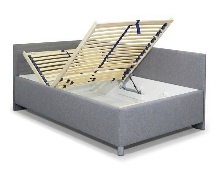 Vyvýšená čalúnená posteľ s úložným priestorom, 120x200