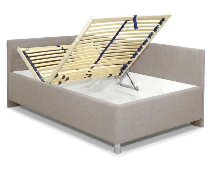 Vyvýšená čalúnená posteľ s úložným priestorom Ryana, 90x200 Vyvýšená čalúnená posteľ s úložným priestorom Ryana, 90x200