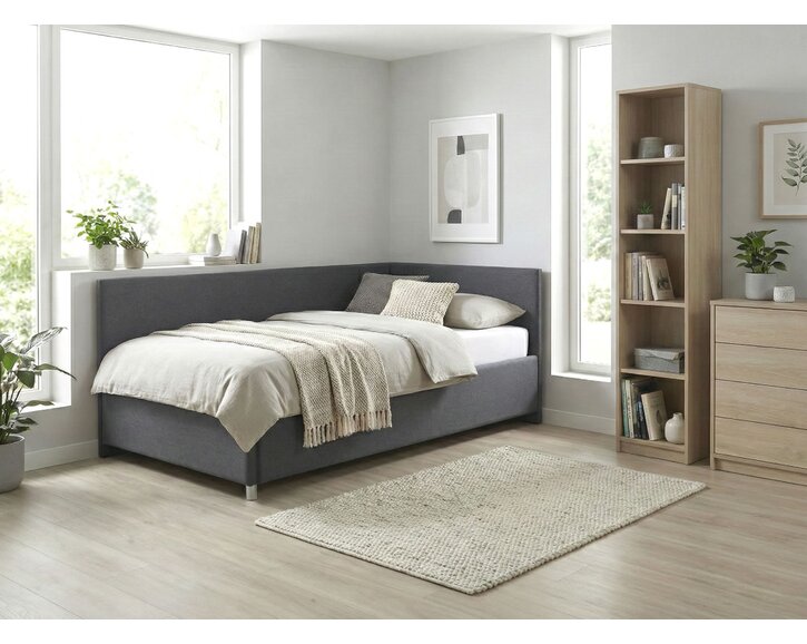 Vyvýšená čalúnená posteľ s úložným priestorom, 120x200