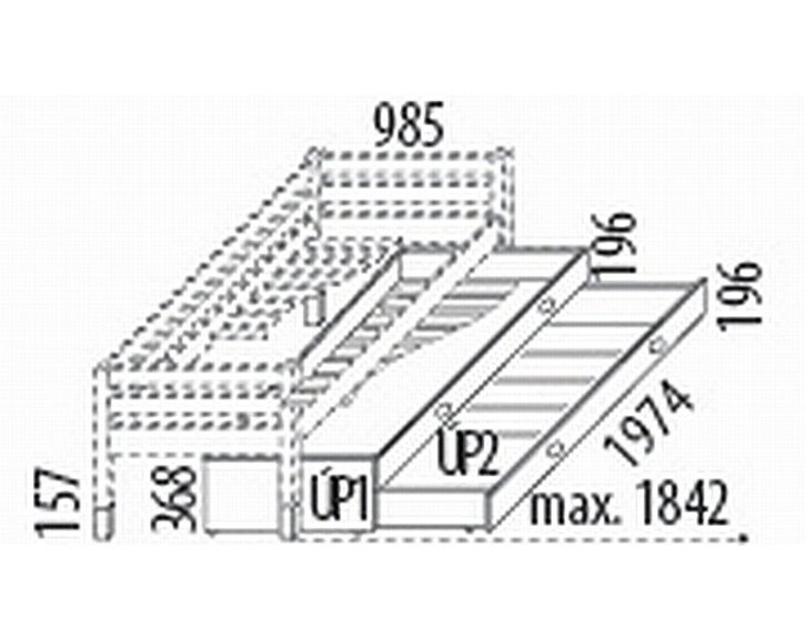 Výsuvná prístelka s úložným priestorom D103, masív smrek