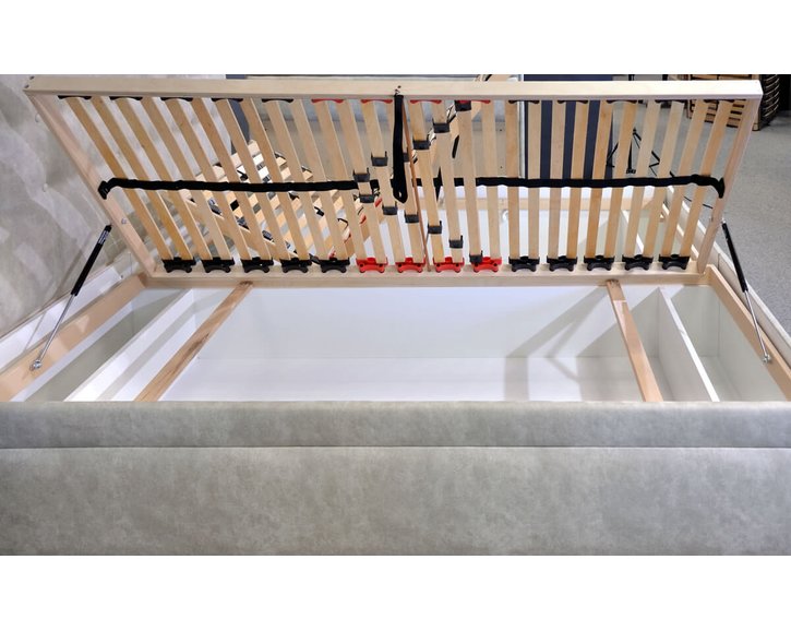 Zvýšená čalúnená posteľ s úložným priestorom Laterna