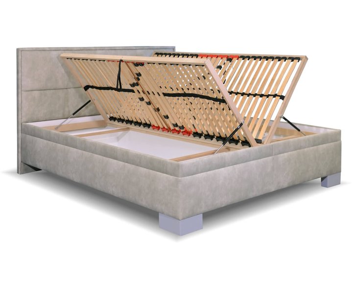 Zvýšená čalúnená posteľ s úložným priestorom Marila