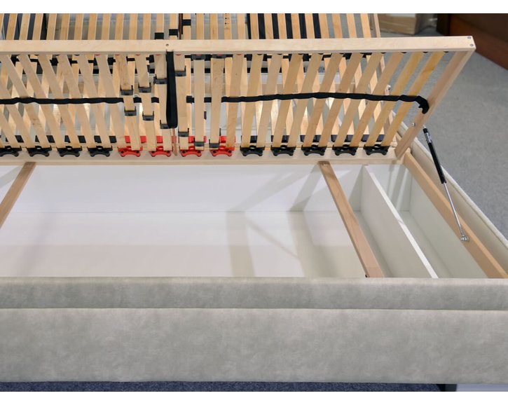 Vyvýšená čalúnená posteľ s úložným priestorom Litera