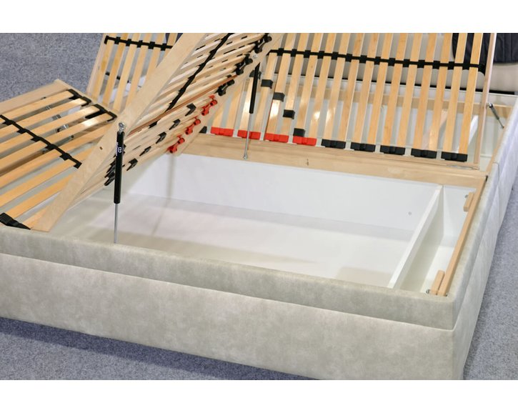 Vyvýšená čalúnená posteľ s úložným priestorom Litera