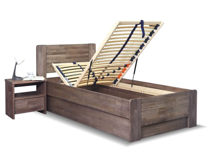 Posteľ s úložným priestorom ARION 2, 90x200, masív buk