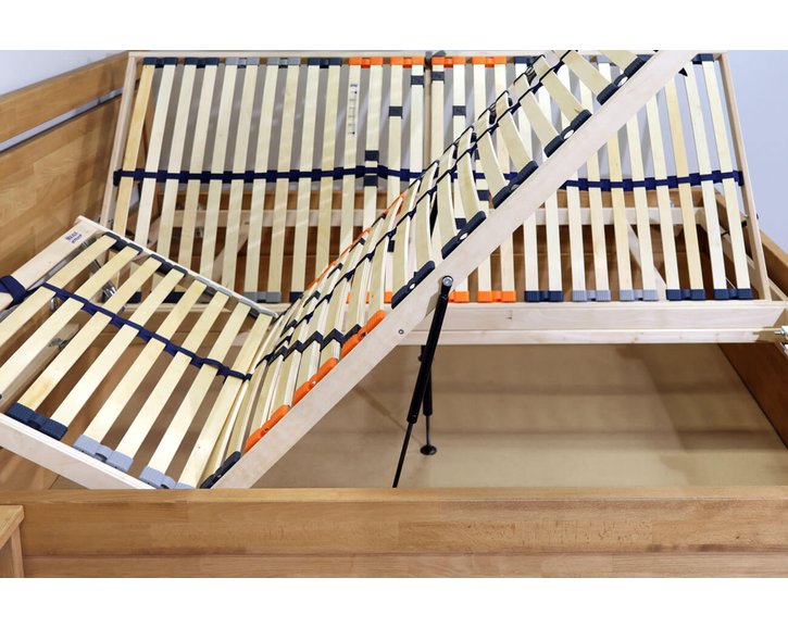 Vyvýšená posteľ s úložným priestorom Klementin, masív buk