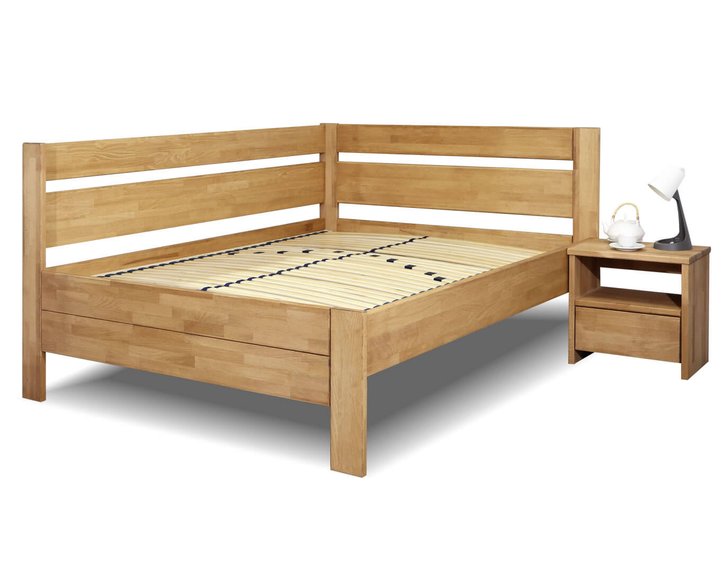 Vyvýšená posteľ z masivu Academia, 140x200, masiv buk, Ľavá