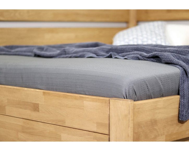 Vyvýšená posteľ z masivu Academia, 140x200, masiv buk, Ľavá