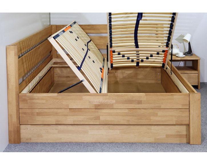Posteľ s úložným priestorom Academia, masív buk