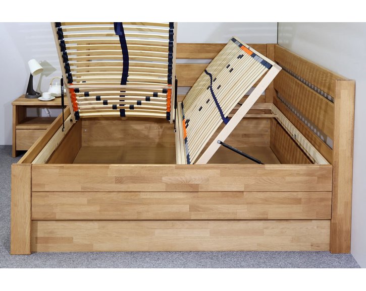 Posteľ s úložným priestorom Academia, masív buk, Pravá