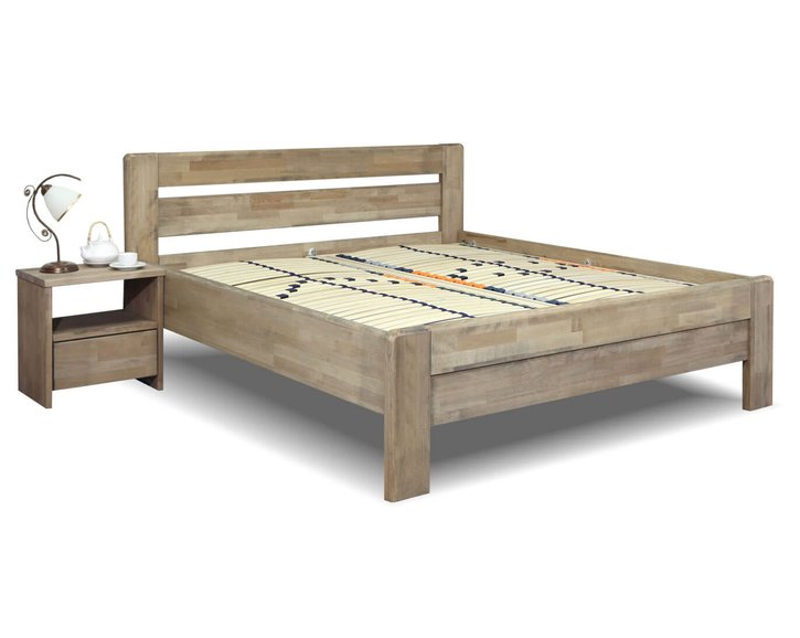 Vyvýšená posteľ dvojlôžko z masivu Primátor, masiv buk