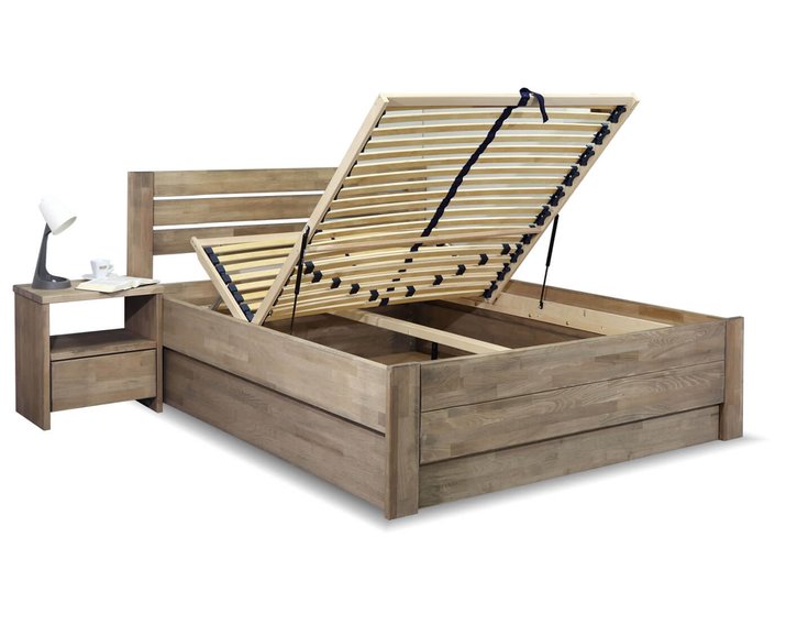 Posteľ s úložným priestorom Mistral, 140x200, masiv buk