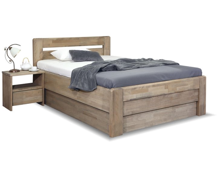 Posteľ s úložným priestorom Primátor, 140x200, masiv buk Posteľ s úložným priestorom Primátor, 140x200, masiv buk