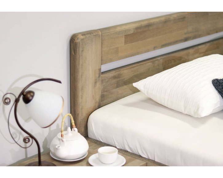 Vyvýšená posteľ s úložným priestorom Primátor, masiv buk, 140x200