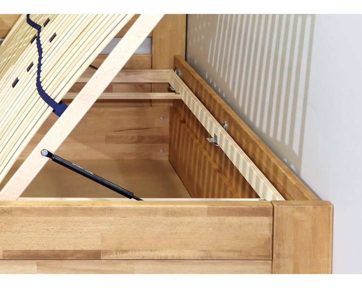 Zvýšená posteľ jednolôžko s úložným priestorom Orfeus, masív buk