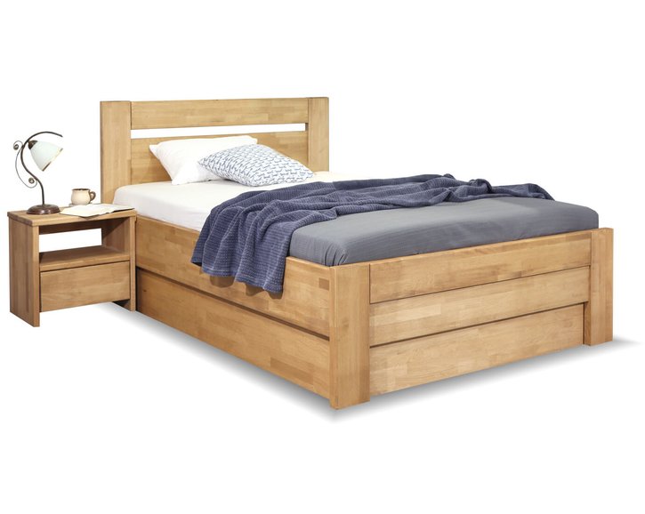 Zvýšená posteľ s úložným priestorom Orfeus, 140x200, masiv buk Zvýšená posteľ s úložným priestorom Orfeus, 140x200, masiv buk