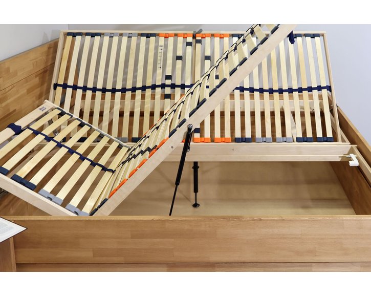 Zvýšená posteľ dvojlôžko s úložným priestorom Trinity 2, masív buk