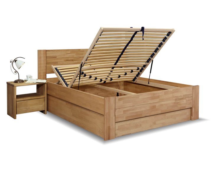 Posteľ s úložným priestorom Trinity 2, masiv buk, 140x200