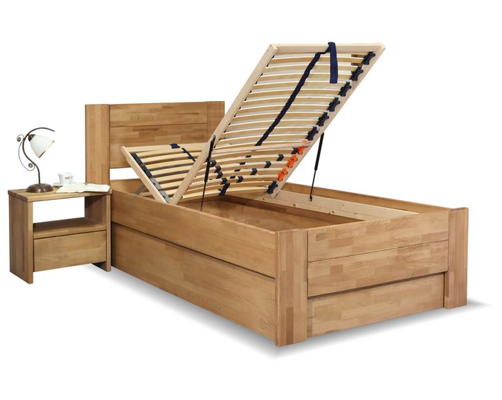 Posteľ s úložným priestorom Trinity 2, 80x200, 90x200, masiv buk