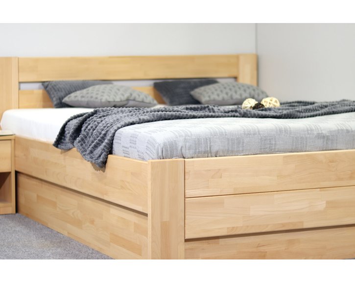 Posteľ s úložným priestorom Trinity, masiv buk