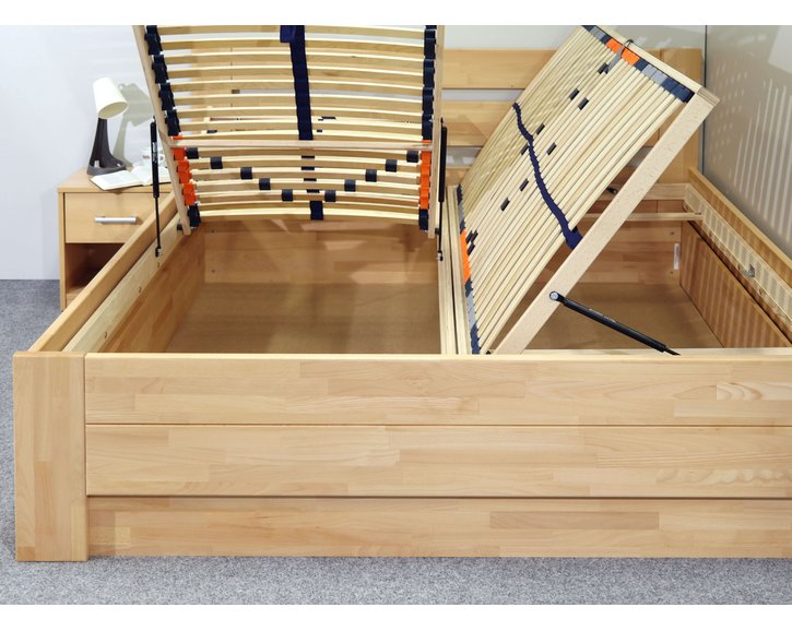 Posteľ s úložným priestorom Trinity, masiv buk