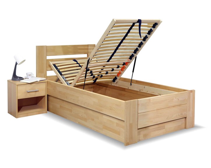 Posteľ s úložným priestorom Trinity, 80x200, 90x200, masiv buk