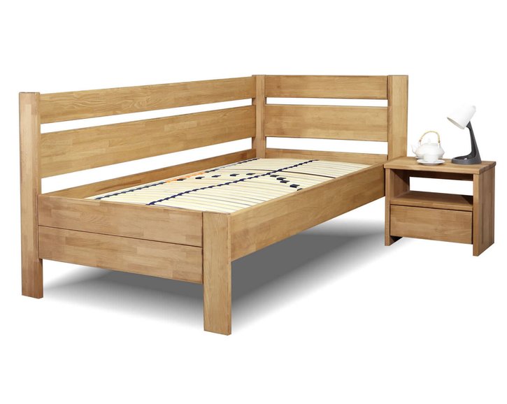 Zvýšená posteľ z masivu Academia, 120x200, masiv buk, Ľavá