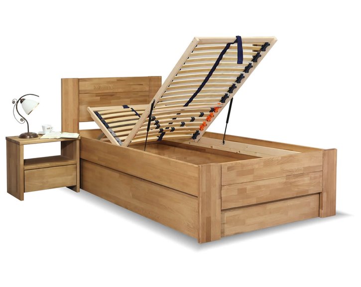 Posteľ s úložným priestorom Trinity 2, 80x200, 90x200, masiv buk