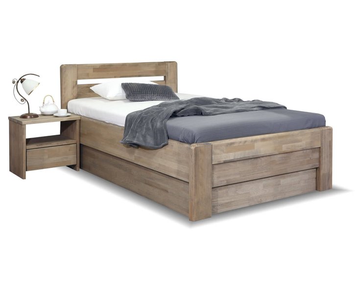 Zvýšená posteľ s úložným priestorom Primátor, masiv buk, 120x200 Zvýšená posteľ s úložným priestorom Primátor, masiv buk, 120x200