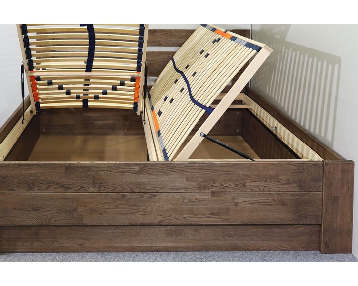 Posteľ s úložným priestorom Trinity, masív dub