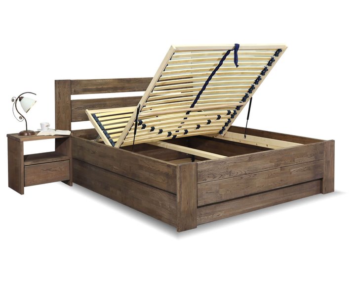 Posteľ s úložným priestorom Trinity, masív dub, 140x200