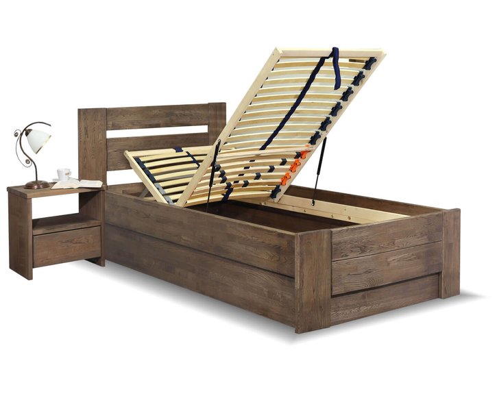 Posteľ s úložným priestorom Trinity, 80x200, 90x200, masív buk