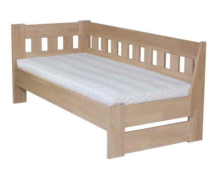 Posteľ z masívu - jednolôžko ARLETA senior 90x200 ľavá, buk Posteľ z masívu - jednolôžko ARLETA senior 90x200 ľavá, buk