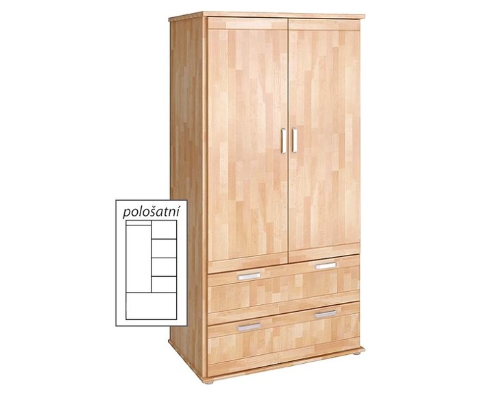 Šatníková dvojdverová skriňa Alfa-176, buk cink Šatníková dvojdverová skriňa Alfa-176, buk cink