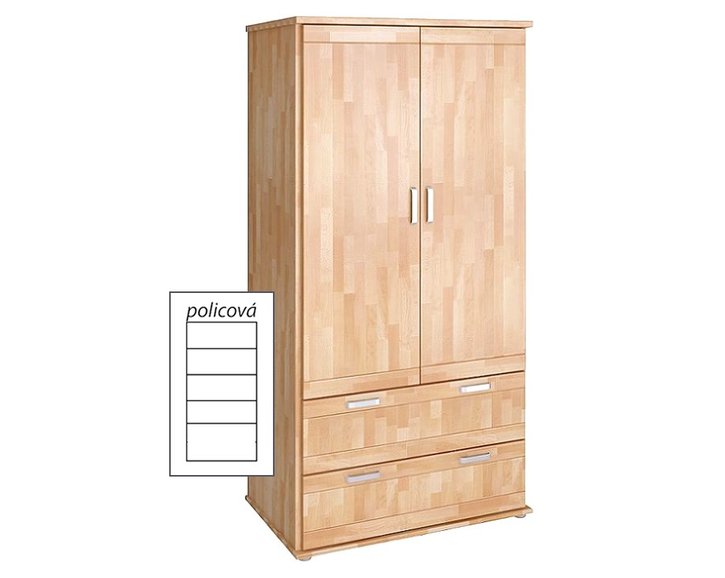 Šatníková dvojdverová skriňa Alfa-177, buk cink Šatníková dvojdverová skriňa Alfa-177, buk cink