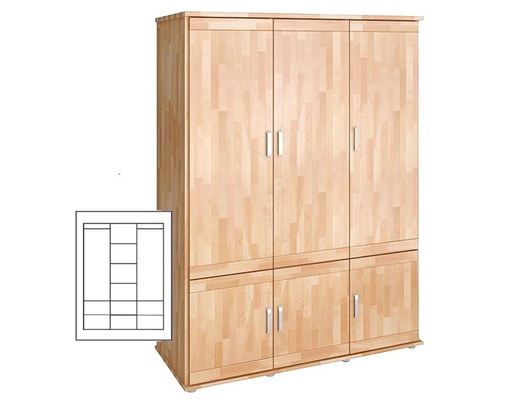 Šatníková trojdverová skriňa Alfa-170, buk cink