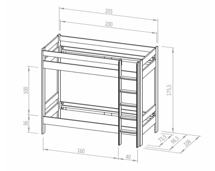 Poschodová posteľ pre 2 deti ELIN, masív buk Poschodová posteľ pre 2 deti ELIN, masív buk