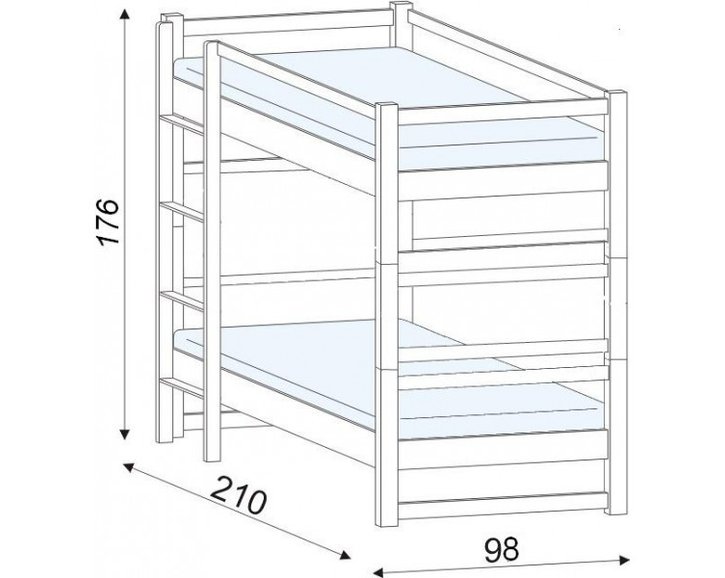 Poschodová posteľ pre 2 deti LUCAS, masív smrek