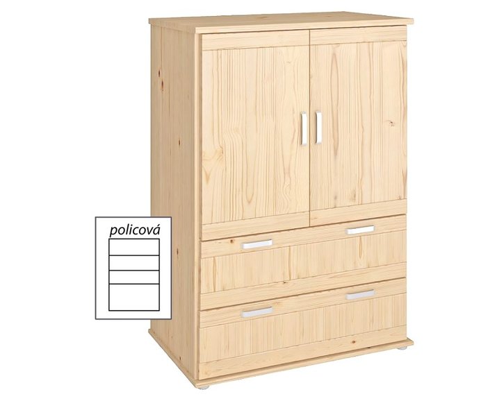 Šatníková skriňa dvojdverová Beta-183, smrek