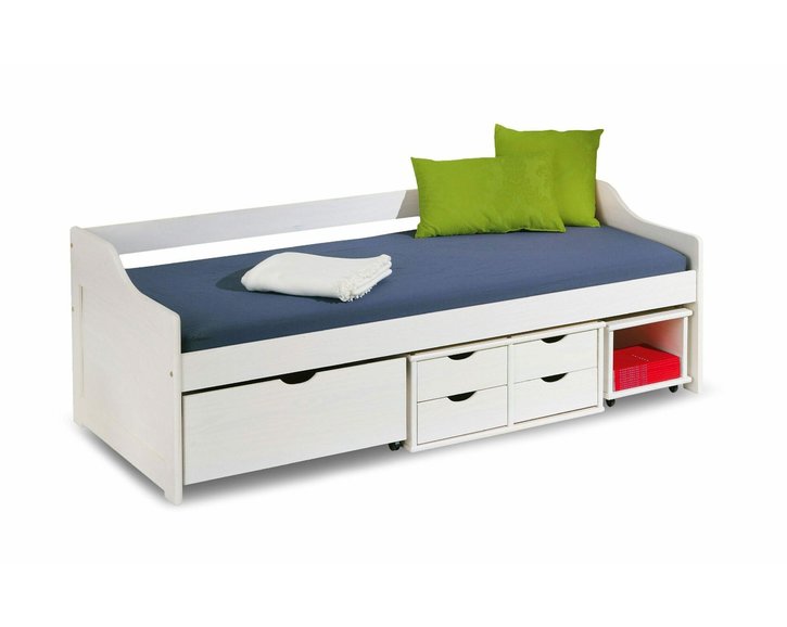 Zvýšená  posteľ s úložným priestorom  IA8809B, borovica-biela Zvýšená  posteľ s úložným priestorom  IA8809B, borovica-biela