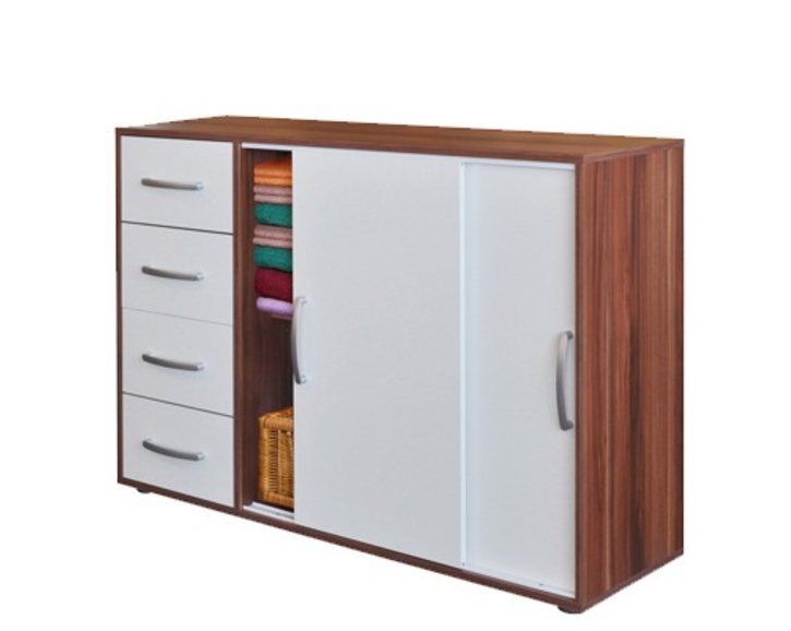 Komoda s zásuvkami IA61503, orech-biela Komoda s zásuvkami IA61503, orech-biela