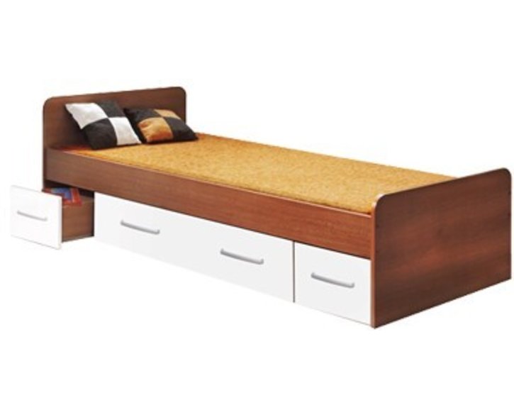 Posteľ s úložným priestorom 90x200 IA60345, orech-biela Posteľ s úložným priestorom 90x200 IA60345, orech-biela